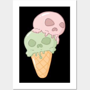 Skull ice cream Posters and Art